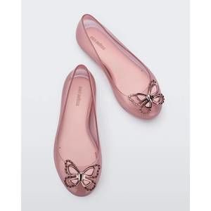 NEW MINI MELISSA girls' sweet love butterly flats in pink glitter